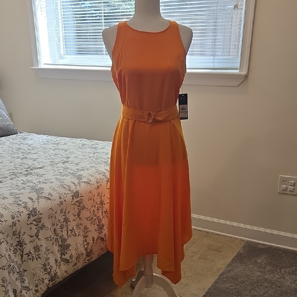 Karl Lagerfeld Vibrant Orange High Low Dress
